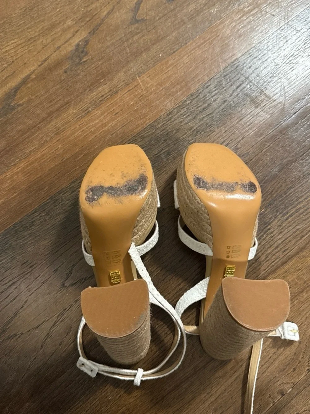 Hill House White Lace Crisscross Block Heel Sandals